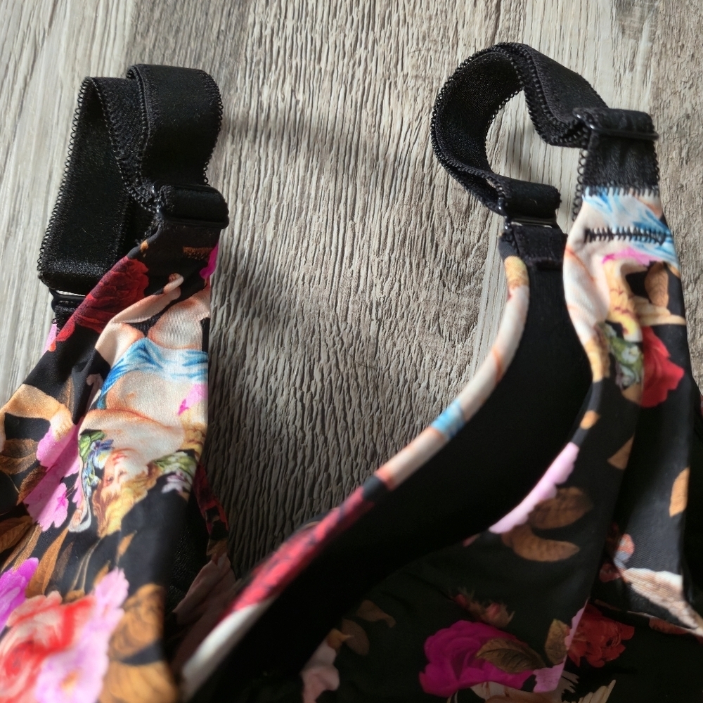 Torrid 42DDD Coquette Bra Black Floral Dream Wire-Free 360 Smoothing Cupid Print - Picture 4 of 14